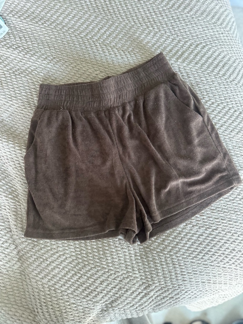 PrettyLittleThing Chocolate Brown Velour Athletic Shorts